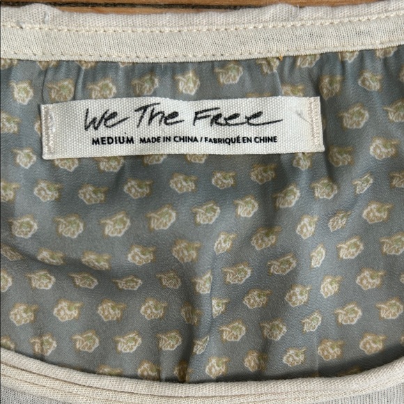 We The Free-Free People Jade Long Balloon Sleeve Pattern Print Top In Cream - Picture 2 of 7